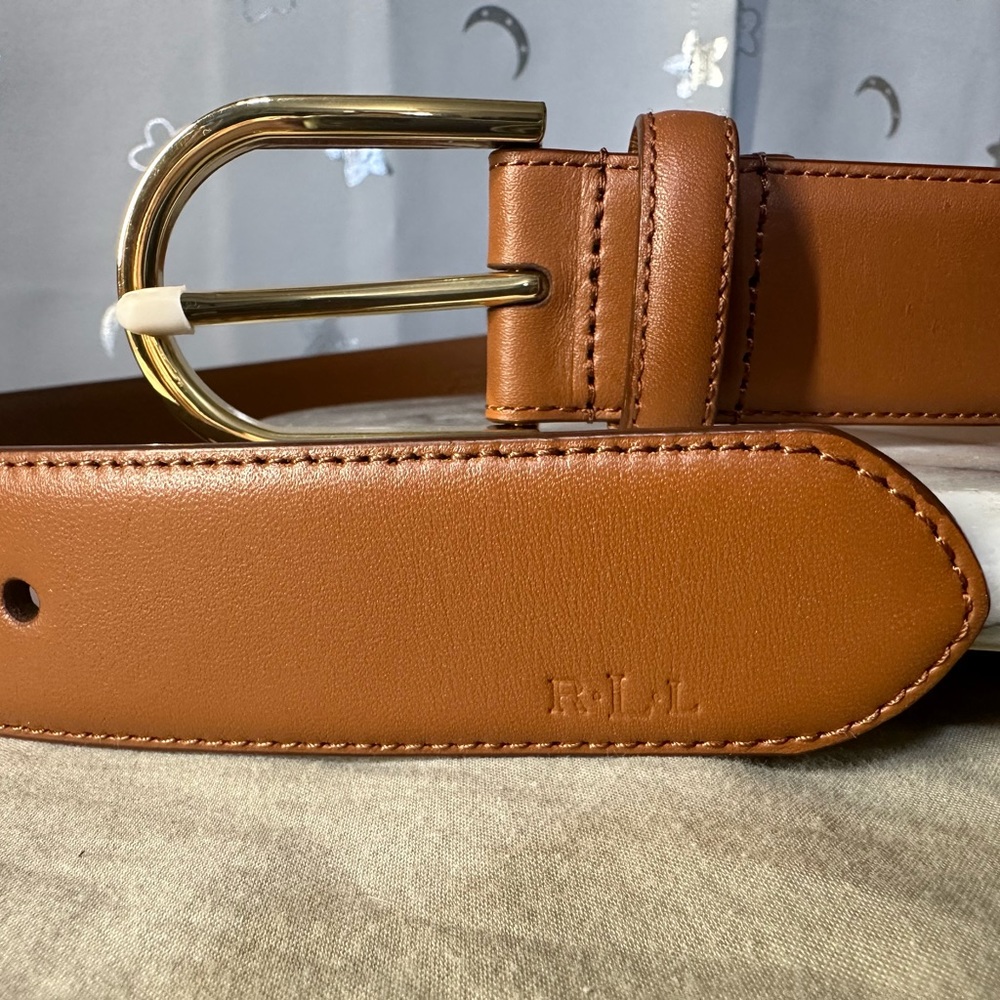 NWT Ralph Lauren leather belt brown medium 1 1/4” wide